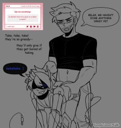 line_art robot robot_humanoid robot_boy robot_joints robot_on_human male/male penetration penetration_from_behind sex sex_from_behind doggy_style femboy femboy_on_male femboy_penetrated android screen_eyes strawpage_request buff_male yaoi suspiciousmilk original_characters