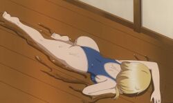 ingoku_danchi_deviant_apartment_complex screencap stitched 1girls swimsuit feet thighs ass large_ass breasts wet_body blonde_hair