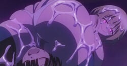 ingoku_danchi_deviant_apartment_complex screencap stitched 1girls 1boy ass large_ass panties wet_skin wet_body thighs thick_thighs thighhighs breasts large_breasts blush purple_eyes blonde_hair