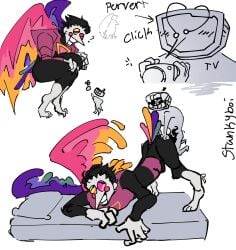 caine_(tadc) caine_(the_amazing_digital_circus) cuck deltarune male_only monster_on_monster picture spamton_neo stankyboi(artist) tadc the_amazing_digital_circus yaoi