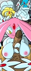 2_tails anthro azelf blue_body breast_play breasts brown_body brown_fur butt crossed_legs draw_over eyes_closed female fur generation_3_pokemon generation_4_pokemon genitals group hand_on_penis hi_res hyenakenisis legendary_pokemon male male/female mesprit mouth_closed multi_tail multicolored_body nintendo nipples nude nude_female nude_male penis pink_body pink_nipples pokemon pokemon_(species) poochyena pov_titfuck sex tail titfuck ty_kenisis uxie vein veiny_penis yellow_body yellow_eyes