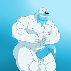 1boy 2018 abs anthro bear beartic big_ass big_hands big_penis big_testicles blue_background blue_fur blue_penis chubby cum erection fangs flexing furry grey_eyes humanoid_penis ice large_ass large_penis long_penis looking_at_viewer male male_only mammal manly musclegut muscular muscular_male nintendo no_nipples nude penis pokémon_(species) pokemon pokemon_bw polar_bear smile solo standing teeth testicles thick_penis thick_thighs video_games white_border white_fur wide_hips