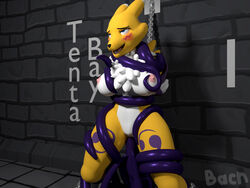 2018 3d areola bacn blush bondage bound breast_grab breasts chains chest_tuft digimon female fur hand_on_breast looking_pleasured mammal nipples nude open_mouth penetration pussy renamon renamon_(bacn) sex smile solo standing tentacle tongue tuft vaginal_penetration