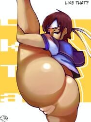 2d ass big_ass bottomless brown_hair bubble_butt capcom female flexible hourglass_figure sakura_kasugano school_uniform schoolgirl short_hair street_fighter sujeito4 tagme tomboy wide_hips