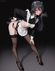 1girls ai_generated ass_grab beautiful bent_over black_hair cute cute_face cute_girl elegant fake_horns female garter_belt hentai horns lipstick maid maid_dress maid_outfit maid_uniform mature_female nipples_peek petite petite_body petite_female sakurajima_mai schoolgirl seishun_buta_yarou_wa_bunny_girl_senpai_no_yume_wo_minai sexy sexy_pose shameless srodskiy standing stockings student tagme thong thong_bikini vulgar young younger_female