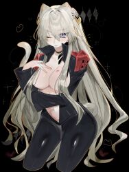1girls animal_ears animal_humanoid black_background blonde_hair blue_eyes breasts cat_ears cat_tail code_geass covered_nipples female hair_between_eyes hair_covering_breasts kiss_mark kiss_mark_on_breast leila_malcal nekomimi one_eye_closed simple_background tagme tail usa37107692