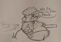 1girls bananamilkies belly bicycle chubby chubby_female cookie_run cookie_run_ovenbreak costume fat_fetish female pizza_box pizza_cookie snowman winter