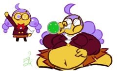 1girls alchemist_cookie bananamilkies bbw belly chubby chubby_female cookie_run cookie_run_ovenbreak costume fat_fetish female grapes overweight overweight_female potion purple_hair weight_gain