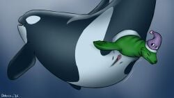 16:9 2025 anal animal_genitalia animal_vulva anus asian_mythology black_body cetacean_genitalia cetacean_vulva closed_eyes clothing dolorcin duo east_asian_mythology female feral fin full_tour genitals green_body hat head_first headgear headwear japanese_mythology male male/female mammal marine mythology open_mouth pinniped purple_clothing purple_hat purple_headwear pussy safe_vore schallferin_(orcinusproductions) sea_lion underwater vore water widescreen yokai