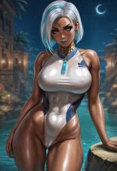 1girls ai_generated animated ass beach bikini bikini_bottom bikini_top blue_eyes blue_lipstick civitai curvy curvy_ass curvy_body curvy_female curvy_figure curvy_hips curvy_thighs dandon_fuga_style dark-skinned_female dark_skin desert egyptian egyptian_clothes egyptian_female egyptian_mythology female female_focus female_only kirillai lipstick makeup neema_(dandon_fuga) original original_character original_characters solo solo_female solo_focus tagme thick thick_ass thick_hips thick_legs thick_thighs toned toned_body toned_female white_hair