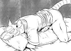age_difference anthro ass balls bed bodily_fluids cum doggy_style fantasizing from_behind_position furniture genital_fluids genitals grinding half-closed_eyes half_naked hi_res hug hugging_object hugging_pillow humid humping male mammal master_splinter masturbation mature_male moan monochrome mounting murid murine muscular muscular_male musk narrowed_eyes needy ninja older_male orgasm pelvic_thrust pillow pillow_humping precum quiet_sex rat rodent sex smile solo stress_relief sweat teenage_mutant_ninja_turtles thrusting venting warrior wielder13_(artist)