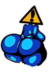 anthro anthrofied anthropomorphic ass big_butt bubble_butt bun_buntv danger_sign female object object_head object_humanoid sign sign_girl sign_head twitter_username voluptuous voluptuous_female warning_sign white_background