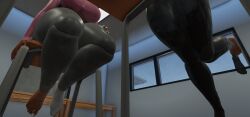 2girls 3d 3d_(artwork) 3d_model ankle_socks ass big_breasts black_socks clothing curvy duo ebony female female_only fit fit_female leggings roblox robloxian socks sweat sweaty_body sweaty_feet tagme thick_thighs white_socks wide_hips