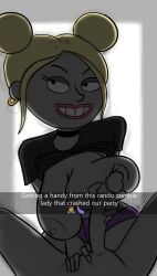 1boy 1girls adult_swim big_breasts blonde_hair female female_focus huge_breasts mature_female mother oldladydoodles teenage_euthanasia trophy_fantasy_(teenage_euthanasia) undead