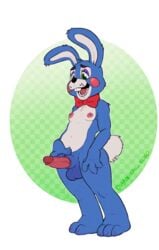 1boy balls blue_body blue_fur five_nights_at_freddy's five_nights_at_freddy's_2 fur genitals green_eyes lagomorph male male_only mammal penis spooktoons toy_bonnie_(fnaf) video_games white_body white_fur