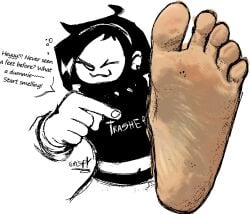 1girls belly big_feet biting_own_lip black_clothing ccrispy dialogue emo emo_nene english_text female foot_fetish foot_focus foot_play friday_night_funkin fully_clothed gothic_girl nene_(newgrounds) pointing pointing_at_foot sketch skin smelly smelly_feet solo_female staring_at_viewer starting_to_need_it tagme text thighs toes winky_face wrinkled_feet wrinkles