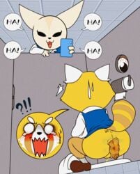 aggressive_retsuko anus ass bathroom blpanda canine chibi feces fennec fenneko fox mammal pussy retsuko scat scat toilet