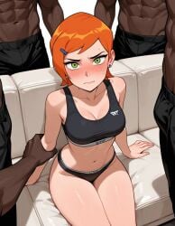 ai_generated before_sex ben10 ben_10 ben_10_(classic) blacked doctor_payne gangbang ginger gwen_tennyson gwen_tennyson_(classic) imminent_rape imminent_sex nervous orange_hair rape red_hair sortaplaymates sports_bra