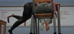 2girls 3d 3d_(artwork) 3d_model ankle_socks ass big_breasts clothing curvy duo female female_only fit fit_female leggings roblox robloxian socks sweat sweaty_feet tagme thick_thighs wide_hips