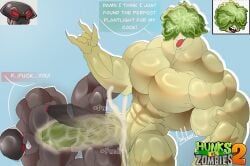2boys anal anal_sex asolchan bara big_balls big_muscles big_pecs big_penis dialogue doomshroom_(pvz) headbutter_lettuce_(pvz) huge_cock huge_muscles huge_pecs humanoid humanoid_genitalia humanoid_penis hyper_penis male male_focus male_only muscles muscular muscular_male plant plants_vs._zombies plants_vs_zombies plants_vs_zombies_2:_it's_about_time see-through x-ray