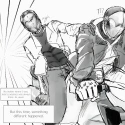 alien_stage comic comic_panel dry_humping gay ivan_(alien_stage) motorcycle motorcycle_suit rubbing till_(alien_stage)