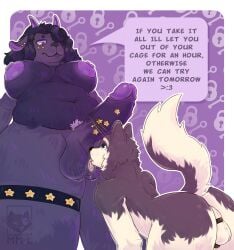 ametrine(mirok) anthro ball_lick balls big_breasts big_penis bodily_fluids bovid breasts canid canine canis caprine chastity_cage chastity_device chastity_key domestic_dog dominant dominant_futa dominant_intersex duo futa/male futanari genital_piercing genitals goat hi_res intersex intersex/male licking male mammal mirok oral overweight penis penis_piercing piercing pubes saliva sex speech_bubble tongue