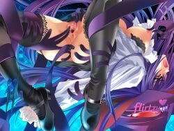 ai ai_art ai_artwork ai_assisted ai_generated blush bodysuit bondage breasts cleavage femdom flirtzy flirtzy.ai flirtzy_ai flirtzy_ai_art flirtzy_ai_artwork gloves high_heels lingerie long_hair nipples panties purple_hair ribbon seductive spread_legs stockings thighhighs underwear