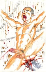 bald bara blood bondage forced gengoroh_tagame male_only mutilation pain submissive torture yaoi