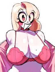 1girls artiah669 big_breasts bra breasts breasts_bigger_than_head breasts_out busty busty_female charlie_morningstar_(hazbin_hotel) enormous_breasts female female_only fleshpie669 giant_breasts gigantic_breasts hazbin_hotel huge_breasts large_breasts massive_breasts presenting presenting_breasts puffy_areola puffy_nipples shirtless tits_bigger_than_head topless variant_set