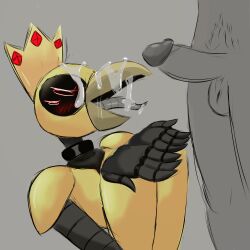 1:1 absurd_res anthro avian bodily_fluids cum cum_in_mouth cum_inside cum_on_face cumshot disgust disgusted_expression duo ejaculation faceless female genital_fluids genitals hi_res human humanoid igetis lewdjuic machine male male/female male_human mammal open_mouth penis robot robot_anthro robot_humanoid screen screen_face tongue