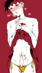 1boy balls bishonen blush diamond_is_unbreakable erection jojo's_bizarre_adventure male male_only penis rohan_kishibe solo testicles twink