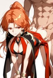 1boy 1boy1girl 1girls 2d ai_generated angry bent_over clenched_teeth doggy_style eolka_rivel_strashur_(pick_me_up) female female_focus male manhwa noblewoman pick_me_up ponytail potata rape sex simple_background sweat sweatdrop webtoon