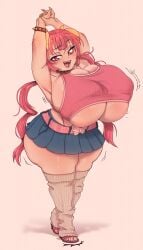 big_ass big_breasts big_butt bubble_ass bubble_butt ilulu_(dragon_maid) kobayashi-san_chi_no_maidragon large_ass large_breasts large_butt looking_at_viewer mahmapuu miss_kobayashi's_dragon_maid pale-skinned_female pale_skin pink_hair thick_ass thick_thighs twintails wide_hips wide_thighs