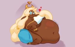 bbw belly cheese cookie_run cookie_run_kingdom female hair huge_belly kirigamium massive_belly mozzarella_cookie obese obese_female