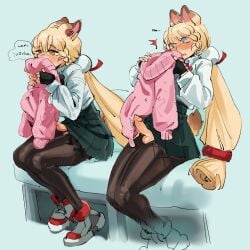 1futa 1girls accident accidental_cumshot alice_thymefield blush blush bunny_ears bunny_girl bunny_tail cumming desperation embarrassed futa_only futanari guilty humping masturbating_under_clothes masturbation masturbation_through_clothing masturbation_under_clothes moaning mostly_clothed orgasm partially_clothed penis penis_out rabbit_ears rabbit_girl rabbit_tail shocked smelling_clothes sniffing sniffing_clothes solo solo_futa sweeter_kiwiis thinking_of_someone_else zenless_zone_zero