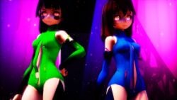 2girls chara chara_(undertale) female mmd raiderded undermeeting