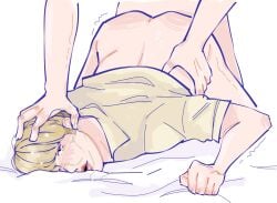 ateez backshots bed bedroom bedroom_sex bedsheets gay gay_sex half_naked head_push head_pushed_down mingi trembling trembling_lines yaoi yunho