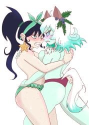2girls bearhug breast_press breasts breasts_pressed_against_partner catfight competitive competitive_sex erodruid female fight human interspecies kelpie original original_characters sexfight topless wrestling