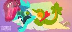 ambiguous_gender anal anthro ass big_butt bodily_fluids butt_grab closed_eyes digital_media_(artwork) duo fan_character generation_5_pokemon hand_on_butt internal kerchief nintendo oral overweight overweight_anthro phytandro pokemon pokemon_(species) raised_tail ray_the_snivy rimming saliva saliva_string sex side_view snivo_(phytandro) snivy tail tail_grab watermark