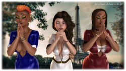 3d 3girls areola_slip artist_name asian becarra big_breasts bimbo blue_dress bra bracer brown_hair busty chloe_yoshida choker closed_eyes curvy dark-skinned_female dark_skin detailed_background dress english_text eyeshadow female female_only freckles front_view group hitomi_kurosawa hourglass_figure human long_hair makeup mohawk multiple_females multiple_girls necklace orange_hair outdoor outside pose posing red_dress siblings sister sisters tattoo text voluptuous white_dress wide_hips zoe_yoshida