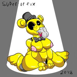 2018 animatronic anthro big_breasts bow_tie breasts color colored cum cum_in_mouth cum_inside deep_throat disembodied_penis duo female five_nights_at_freddy's fnaf golden_freddy_(fnaf) grey_background hat human/robot human_male human_on_robot human_penetrating human_penetrating_robot interspecies machine male mammal nipples oral oral_penetration oral_sex penetration penis pussy robot robot_female robot_girl robot_penetrated rule_63 scott_cawthon scottgames simple_background solo_focus spotlight superiorfox tumblr tumblr_link video_games