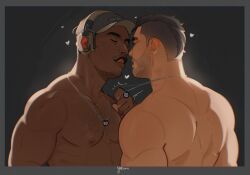 2boys activision bara beard beard_stubble big_muscles call_of_duty call_of_duty_modern_warfare_(2019) call_of_duty_modern_warfare_2_(2022) call_of_duty_modern_warfare_3_(2023) cod dog_tag dog_tag_necklace dog_tags dog_tags_in_cleavage dog_tags_only dogtag dogtags facial_hair facial_stubble gay gaz gaz_(call_of_duty) implied_nudity interracial interracial_yaoi john_mactavish johnny_mactavish kyle_garrick male/male male_only mohawk mohawk_(hairstyle) muscular muscular_male mustache mustache_stubble soap_(modern_warfare_2) yakowo yaoi