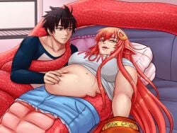 1girls bbw belly chubby chubby_female fat_fetish female kurusu_kimihito lamia meatpedal miia_(monster_musume) monster_girl monster_musume_no_iru_nichijou snake snake_girl snake_tail weight_gain weight_gain_sequence wholesome