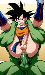 2boys ai_generated anal anal_sex ass big_penis crossover dragon_ball dragon_ball_super dragon_ball_z full_nelson goku huge_cock hulk hulk_(series) humillation long_penis male marvel nude penis sex son_goku