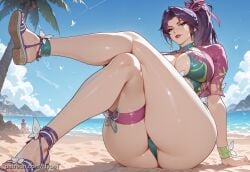 ai_generated alternate_version_at_source beach big_ass big_breasts big_butt bikini_bottom bikini_top breasts female fit_female hypet legs long_legs marvel marvel_rivals psylocke psylocke_(breezy_butterfly) psylocke_(marvel_rivals) purple_hair shiny shiny_skin sitting tagme thick thick_ass thick_legs thick_thighs thighs wet wide_hips