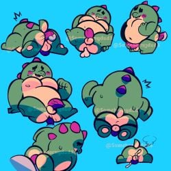 ! after_sex anthro_on_anthro anthro_only anthro_penetrating_anthro artist_name ass_focus back_view belly big_dick blush blush_lines brawl_stars buzz_(brawl_stars) buzz_x_mr._p chubby_anthro completely_nude cum cum_inside cumming_from_anal_sex cumming_while_penetrated cumming_while_penetrating dinosaur disembodied_penis doodle dot_eyes enjoying_sex fat_male hand_on_penis interspecies leaking_cum_from_asshole legs_open legs_spread legs_up moaning mr._p_(brawl_stars) musclegut on_fours red_penis simple_background simple_shading somehornydud3 sweating tear tired_out