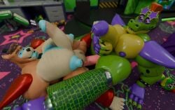 alligator alligator_tail alligatorid alligatorid_humanoid animatronic anthro anthro_male bara bara_tiddies bara_tits barazoku bear biceps black_nails blue_eyes blue_glans blue_nails blue_nipples bowtie clawed_fingers claws crocodile crocodile_tail crocodilian crocodylid double_ended_dildo eye_wear face_paint facial_markings fingerless_gloves five_nights_at_freddy's five_nights_at_freddy's:_security_breach fnaf gay_sex glamrock_freddy_(fnaf) green_body green_scales green_skin long_nails machine male male_only mohawk mohawk_(hairstyle) montgomery_gator_(fnaf) muscle muscles muscular_anthro muscular_body muscular_furry muscular_male non_human purple_glans purple_nipples red_eyes red_hair reptile reptile_humanoid robot robot_anthro robot_humanoid scales scalie scottgames shades sharp_teeth shoulder_pads spiked_bracelet spikes spotted_body star_shades steel_wool_studios sunglasses tail_markings tan_body top_hat two_tone_body ursid ursid_humanoid ursine yellow_body yellow_scales yellow_skin
