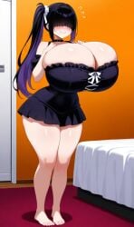ai_generated black_hair breasts eyes_covered female goth goth_girl huge_breasts lilith_(oc) long_hair purple_hair two_tone_hair