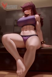 1girls 2d ai_generated ass barefeet big_ass big_breasts breasts closed_eyes deltarune erophoenix feet female female_focus full_body looking_at_viewer midriff navel neutral_expression patreon_username purple_skin reptile scalie solo solo_female susie_(deltarune) sweat thick thick_thighs toes uncensored