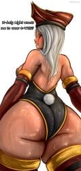 ass ass back_view bent_over big_ass big_breasts blonde_hair bunny_tail bunnysuit hat mikirary sally_whitemane solo warcraft world_of_warcraft